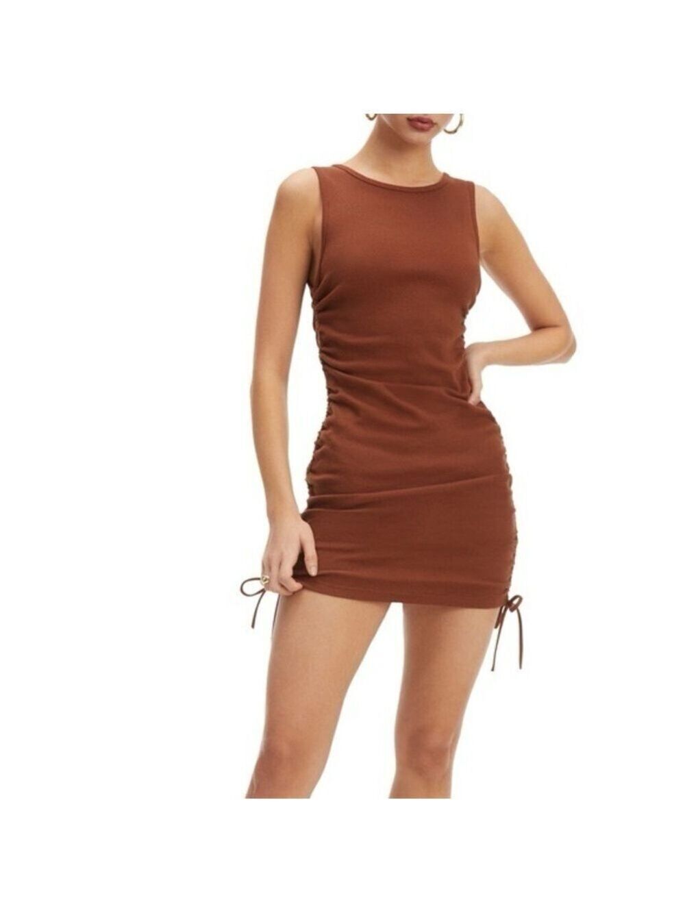 NWT Good American Ruched Tank Mini Dress
In Tortoise Shell Brown
Size 0
